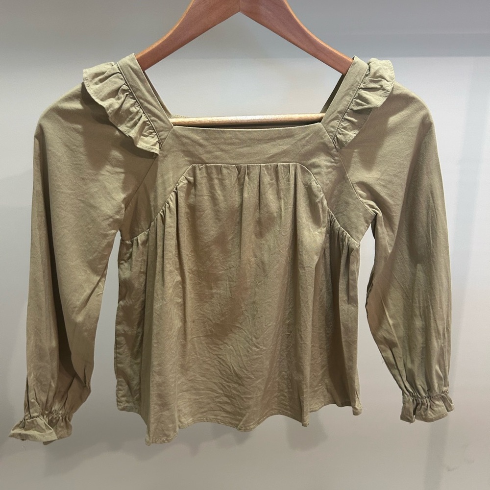 Girls Green Ruffle Selves Top - Picture 2 of 3
